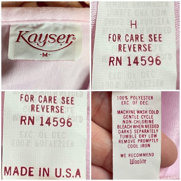 Vintage Kayser Pink Long Sleeve Embroidered Buttoned Sleep Cardigan Top Medium - Picture 6 of 6